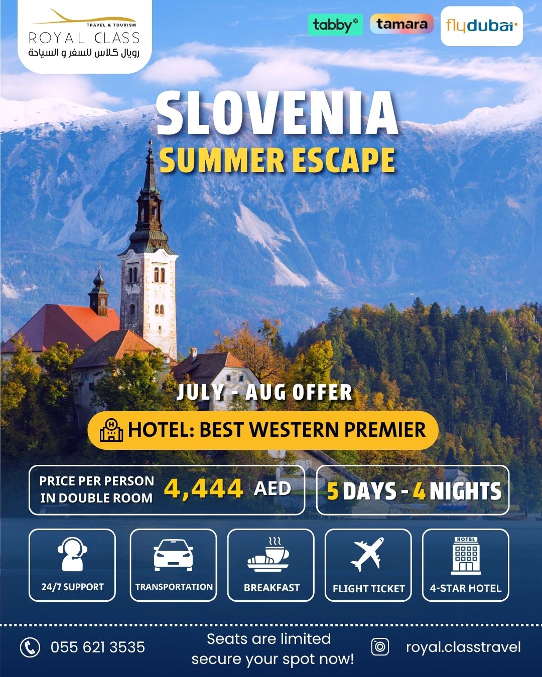 Lake Bled Slovenia with island church and mountains – Slovenia Summer Package from UAE